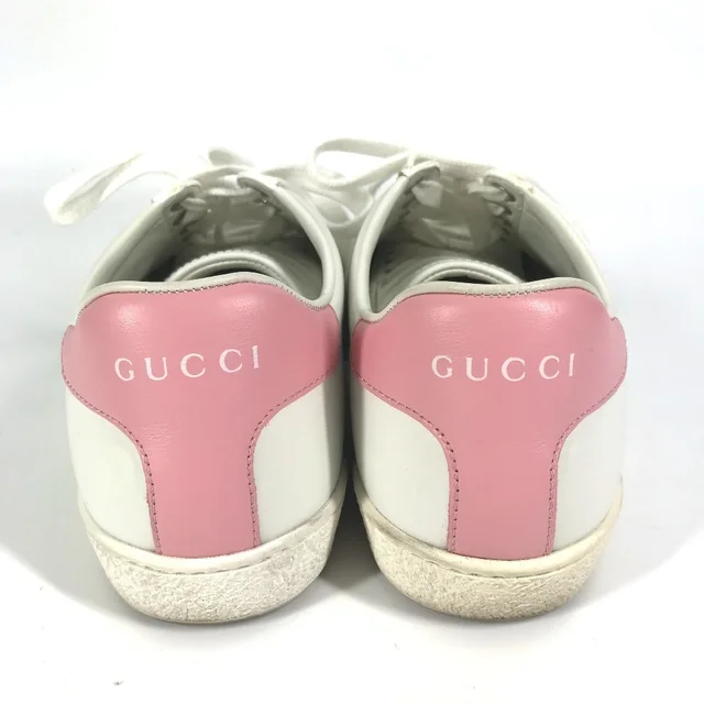 Gucci 598527 Ace logo two-tone shoes, low-top leather sneakers with Interlocking G, women's white in Pink/White Leather from Elady, photo 1 of 1
