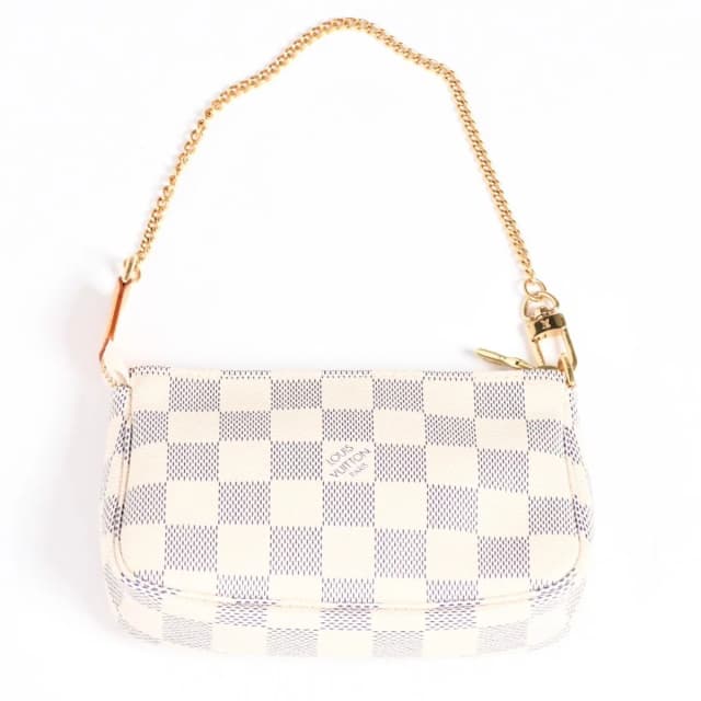 Louis Vuitton Mini Pochette Accessoires Pouch Damier Azur White in White Leather from The Reluxe, photo 1 of 1