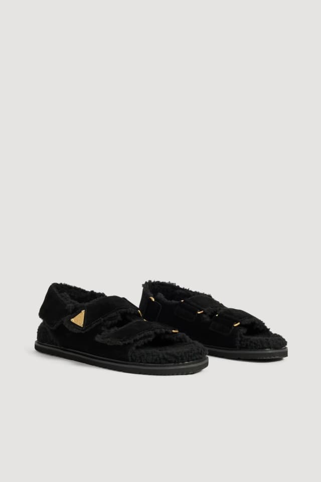 Athletica Fluffy Strap Sandal in BLACK, image 1 of 1 from Aje