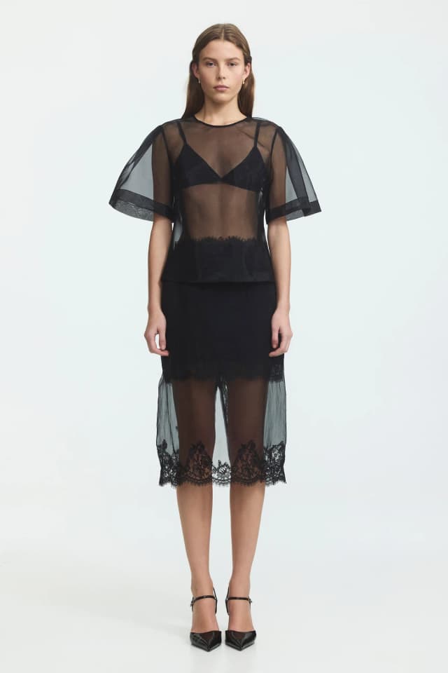 AJE Hush Short Sleeve Top in BLACK, image 1 of 1 from Aje