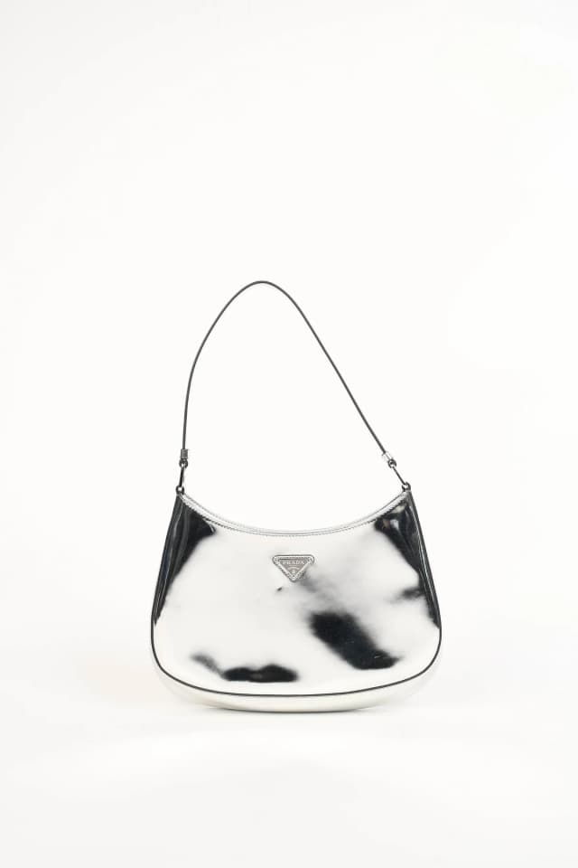 Prada Brushed Leather Cleo Shoulder Bag in Silver Leather from Break Archive, photo 1 of 1