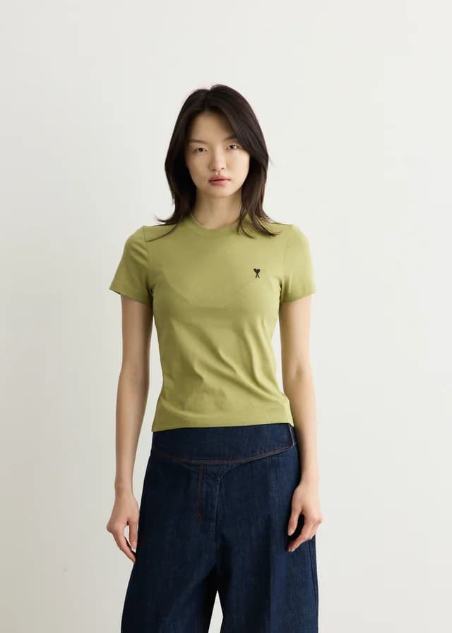 AMI PARIS Cropped T-Shirt in MATCHA, image 1 of 1 from Incu