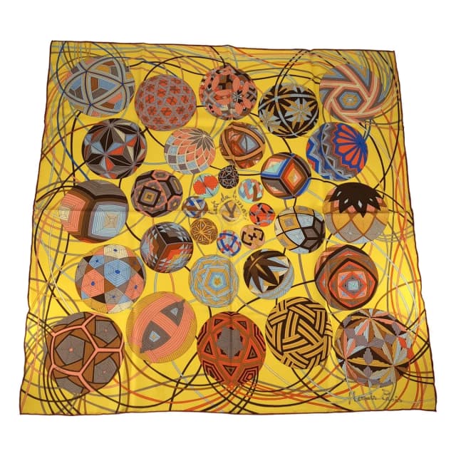 Hermès L'art du Temari Carre 90 Silk Scarf Shawl Multicolor in Multicolor Silk from The Reluxe, photo 1 of 1