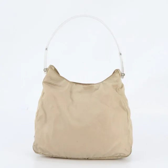 Prada Tag with Tessuto Nylon Triangle Logo Clear Shoulder Bag in White Nylon from The Reluxe, photo 1 of 1