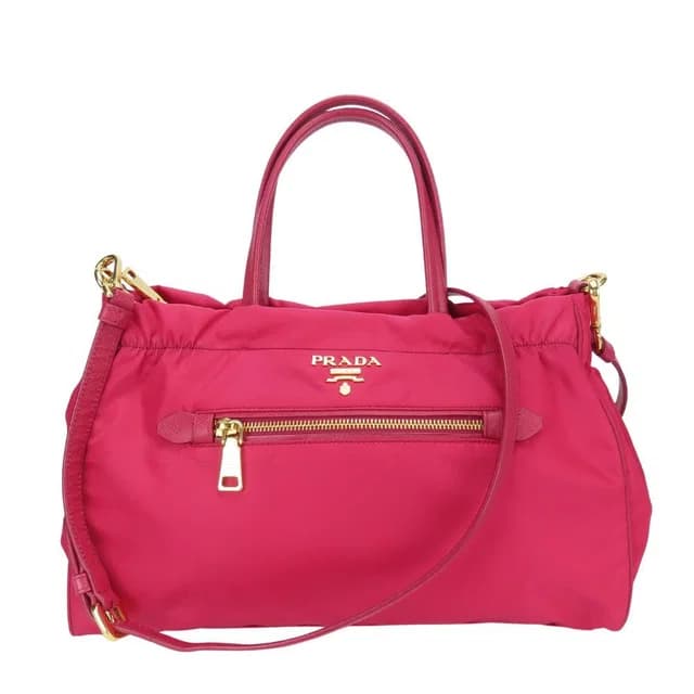Prada Handbag Nylon Leather Shocking Pink Gold 2-Way Crossbody Shoulder in Pink Nylon from The Reluxe, photo 1 of 1