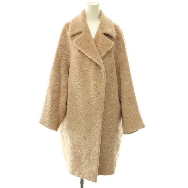Max Mara Studio Wool Alpaca Shaggy Coat Beige ES in Beige Wool from The Reluxe, photo 1 of 1