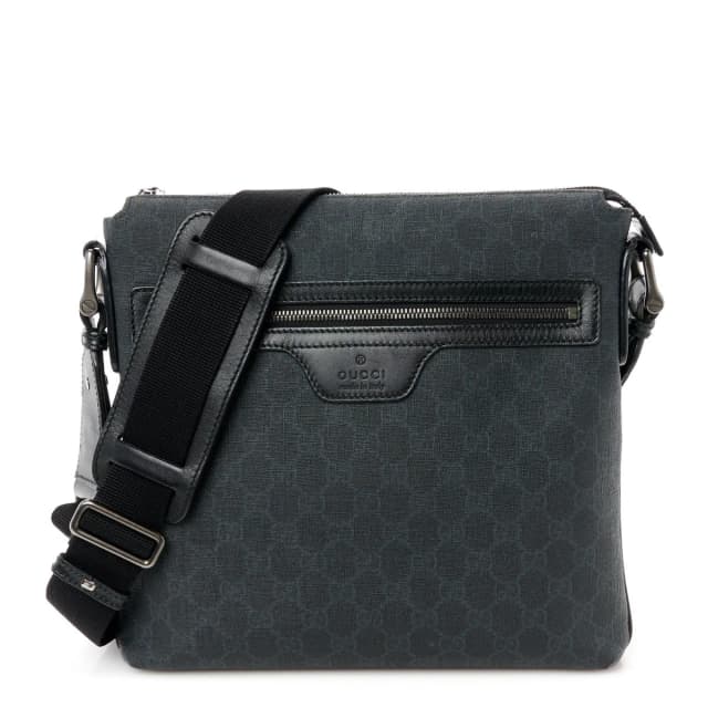 Gucci GG Supreme Monogram Crossbody Messenger Coated Canvas Bag - Black in Black Coated canvas from H&T, photo 1 of 1