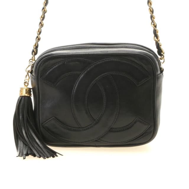Chanel CC Logo Tassel Chain Shoulder Black Gold Lambskin Bag in Black Lambskin from The Reluxe, photo 1 of 1