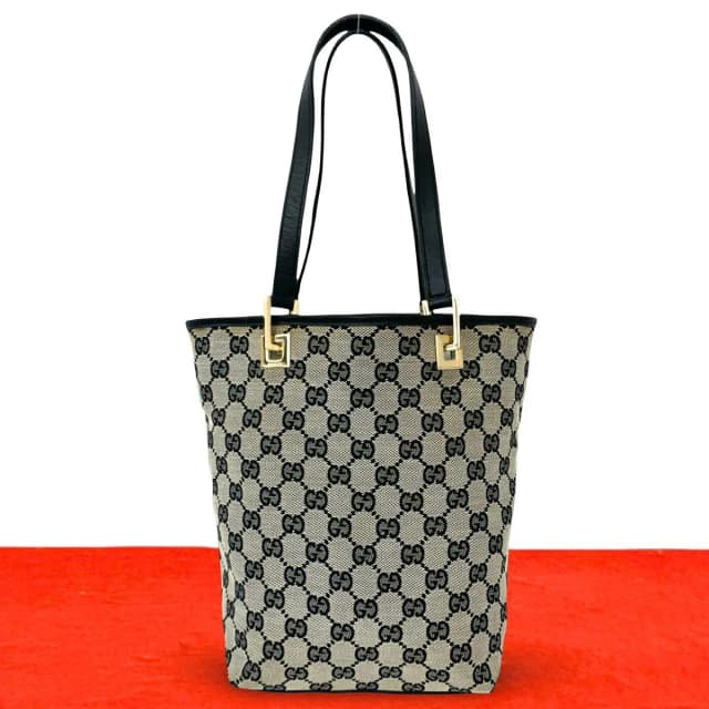 Gucci GG Logo Pattern Canvas Leather Handbag Mini Tote Black in Black Canvas from The Reluxe, photo 1 of 1