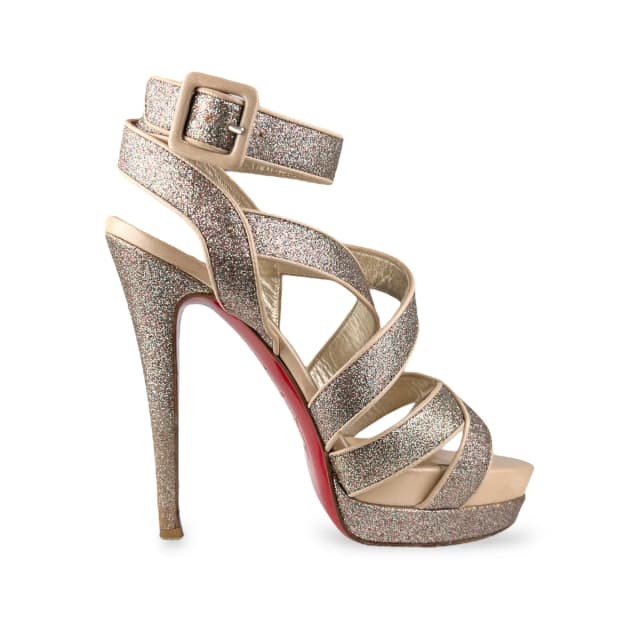 Christian Louboutin Straratata 140 Glitter Mini Multicolor Sandals in Multicolor Leather from Designer Archives, photo 1 of 1
