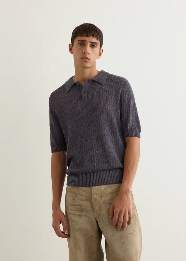 Incu Collection Cavalier Open Knit Polo in MIDNIGHT NAVY, image 1 of 1 from Incu