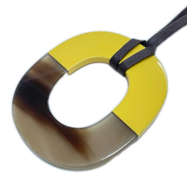 Hermès Pendant Buffalo Horn Lacquer Ismu Brown Yellow in Brown from The Reluxe, photo 1 of 1