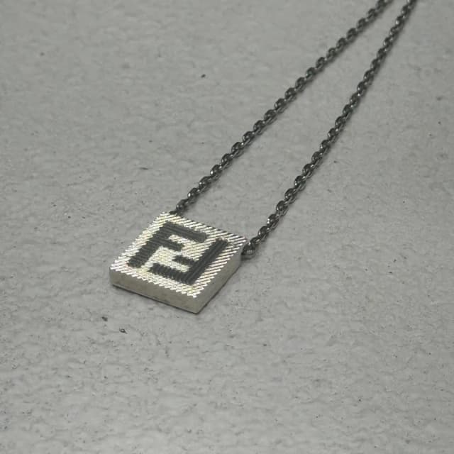 Fendi Silver Square FF Necklace in Silver from Revivre, photo 1 of 1