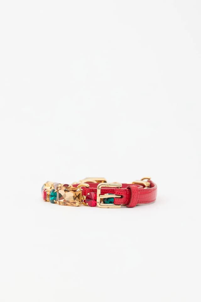 Dolce & Gabbana Leather & Crystal Belt in Leather from VSP Consignment, photo 1 of 1