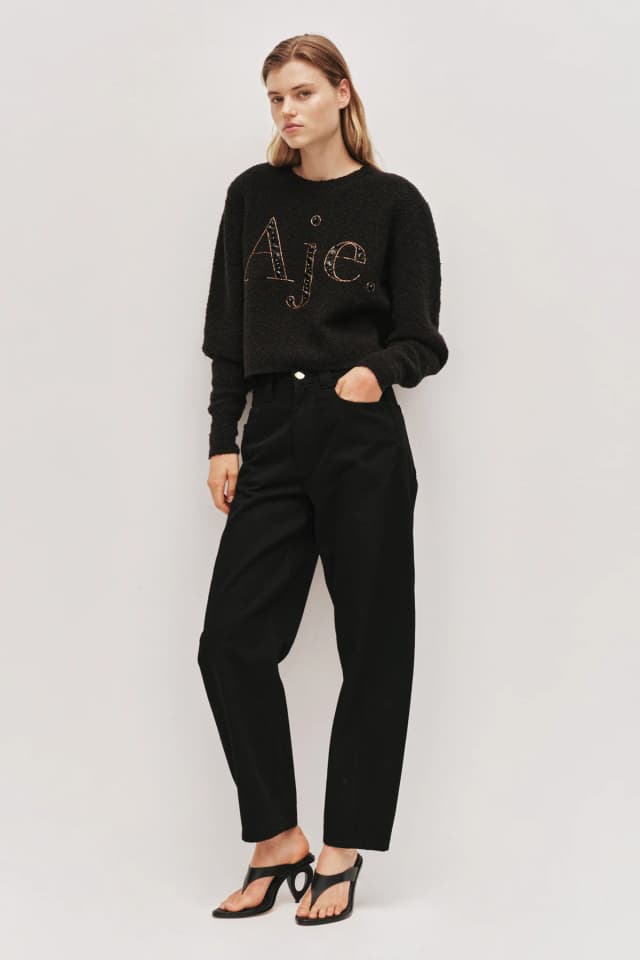 AJE Margan Cropped Jumper in BLACK/BLACK, image 1 of 1 from Aje