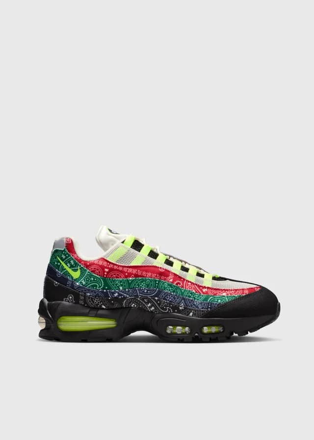 Nike Air Max 95 Big Bubble 'Paisley Bandana' Sneakers in SAIL/VOLT-UNIVERSITY RED-SPORT, image 1 of 1 from Incu