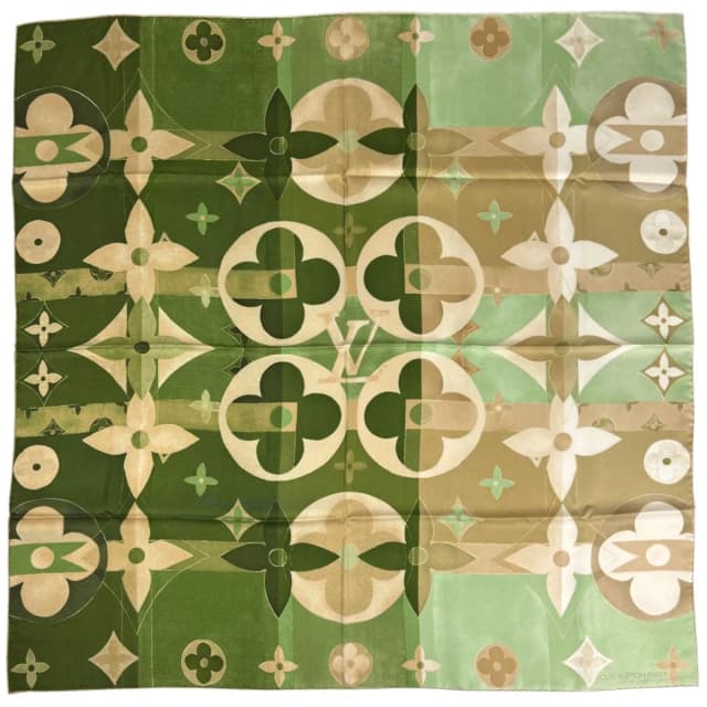 Louis Vuitton Scarf Monogram Silk Green Beige in Beige Silk from The Reluxe, photo 1 of 1