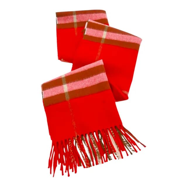 Burberry Red Cashmere Check Scarf in Red Cashmere from Clotheshorse Anonymous, photo 1 of 1