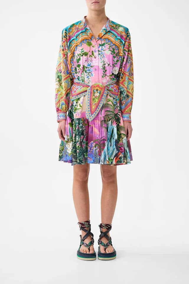 Camilla eBoutique SHORT TIERED SHIRTDRESS WITH WIDE WAIST TIE TURKISH DELIGHT, image 1 of 1 from CAMILLA