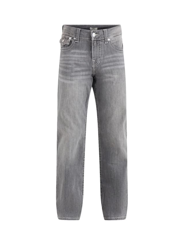 True Religion Ricky Straight Leg Jeans Grey in Chalk Grey Wash, image 1 of 1 from Fenwick