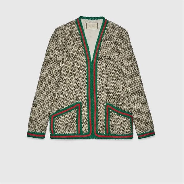 Gucci Size 38 Web Blazer Tweed Jacket Black Ivory 610060 Zacck 5g94 in Black Tweed from Bagriculture, photo 1 of 1