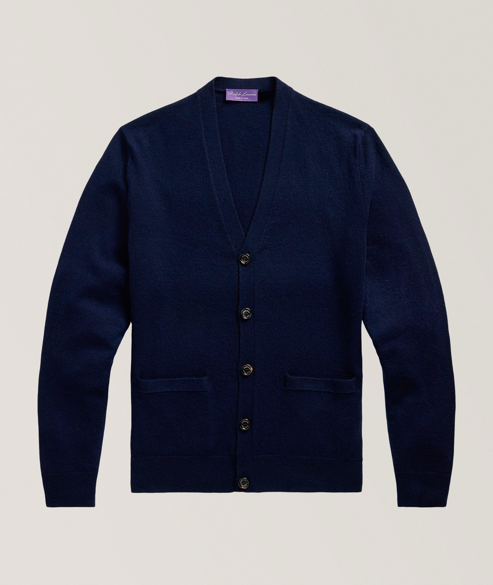 Ralph Lauren Purple Label Cashmere V-Neck Cardigan in Blue Cashmere & Cashmere Blends, image 1 of 1 from Harry Rosen