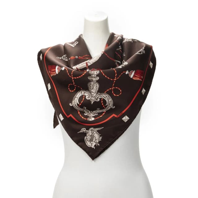 Hermès Scarf Dark Brown Red Silk in Brown Silk from The Reluxe, photo 1 of 1