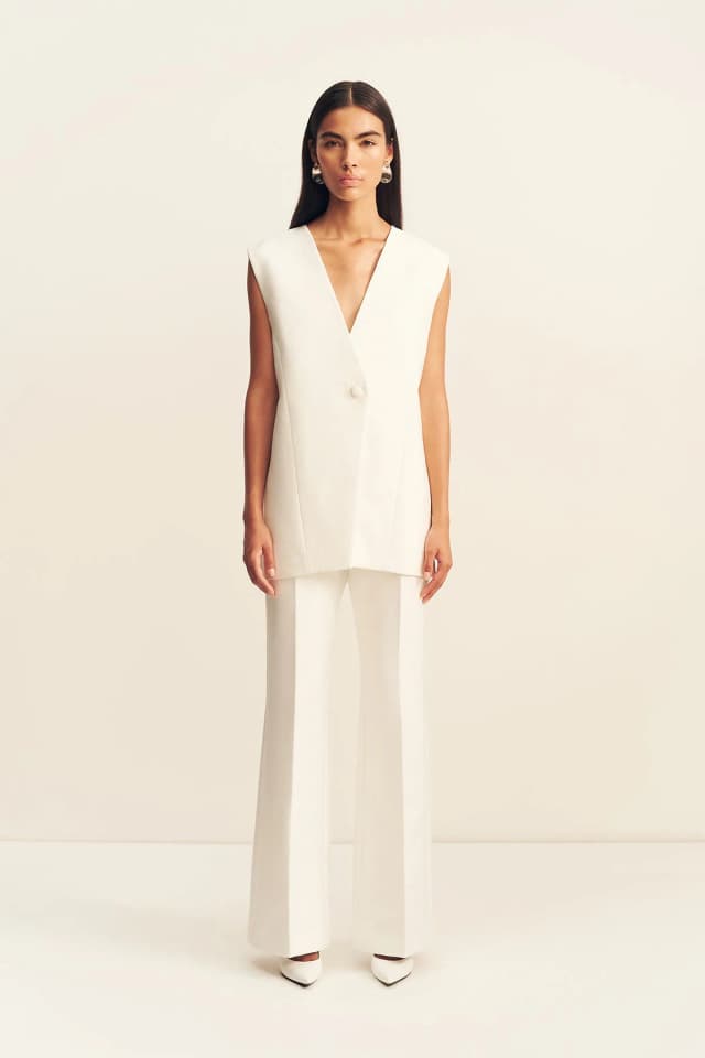 Shona Joy OTIS SLEEVELESS BLAZER - IVORY, image 1 of 1 from Shona Joy