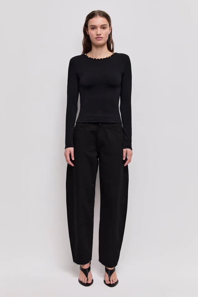 AJE Baroque Hardware Knit Top in BLACK, image 1 of 1 from Aje