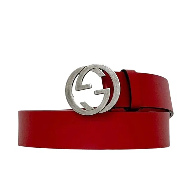 Gucci Belt Red Interlocking G Waist 100 35 Leather Metal GG Logo Buckle in Red Leather from The Reluxe, photo 1 of 1