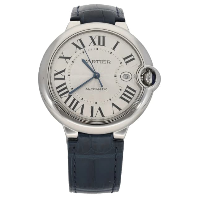 Cartier Ballon Bleu 3765 43mm Stainless Steel Watch in Blue Leather from H&T, photo 1 of 1