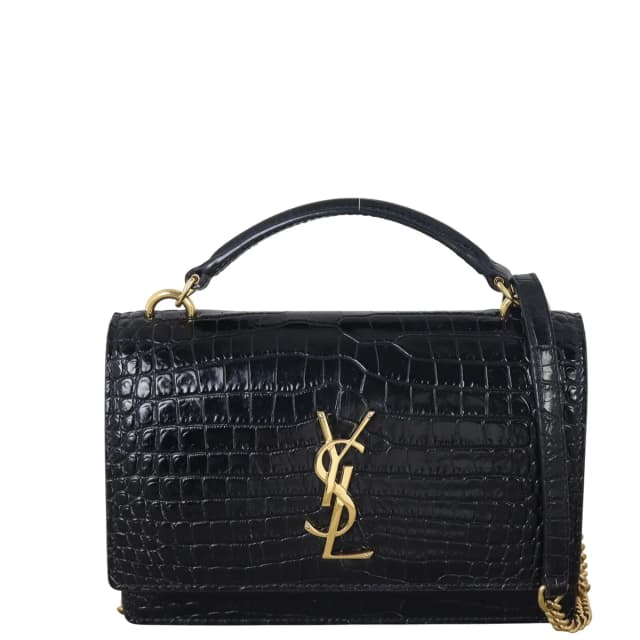 Saint Laurent Sunset Chain Wallet Croc Embossed in Crocodile from Luxe.It.Fwd, photo 1 of 1
