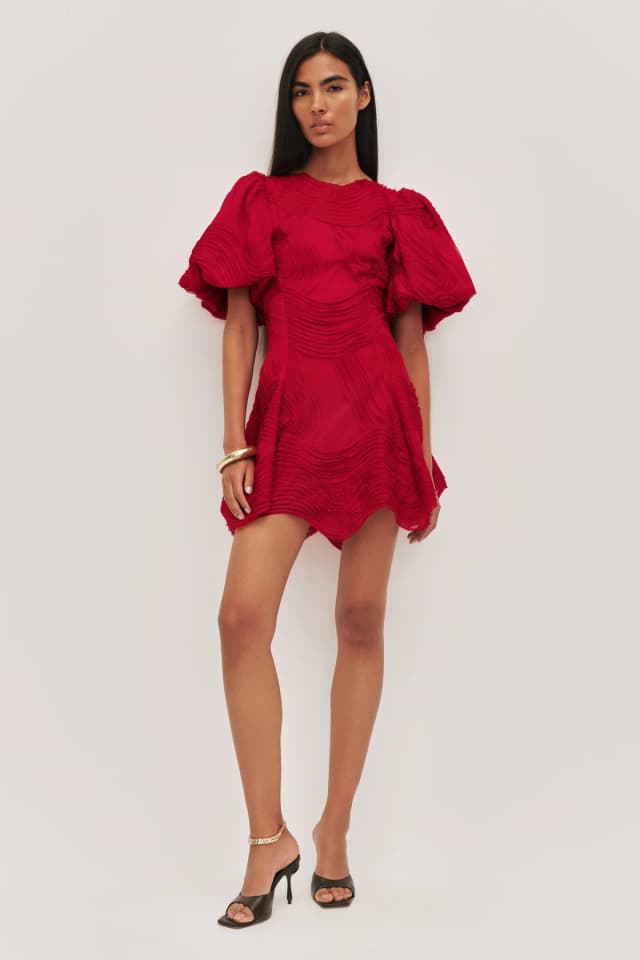 AJE Wave Mini Dress in SCARLET RED, image 1 of 1 from Aje