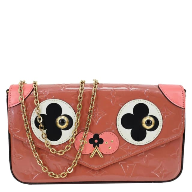 Louis Vuitton Valentine Dog Felicie Pochette Monogram Vernis Crossbody Bag Pink in Pink Leather from Dallas Designer Handbags, photo 1 of 1