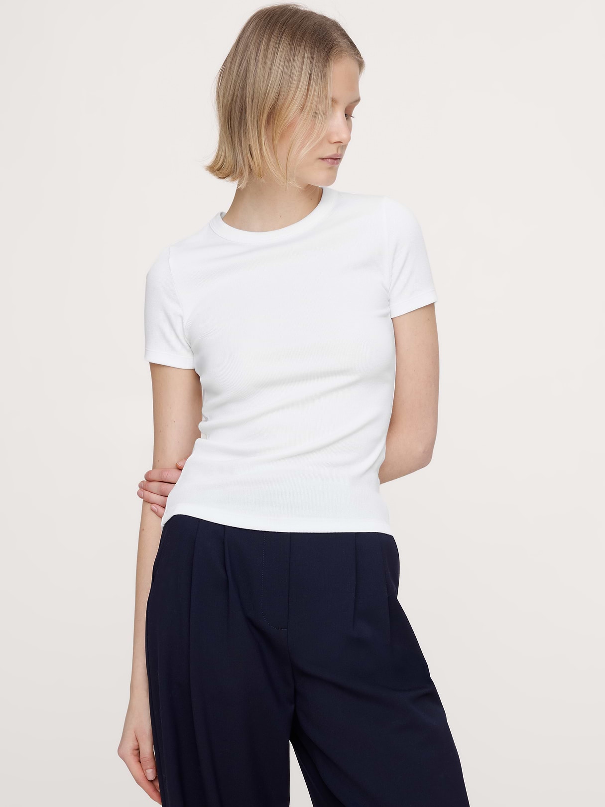 Banana Republic Ribbed Baby T-Shirt in White, image 1 of 1 from Banana Republic (US)