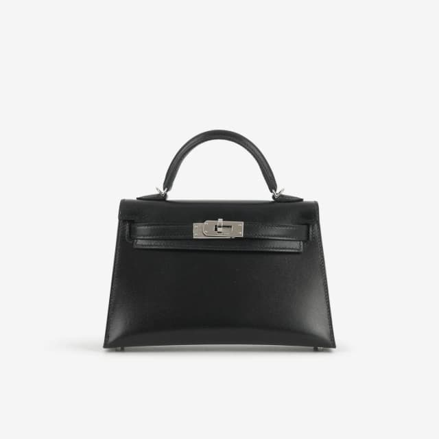 Hermès Mini Kelly - Black Box Calf | Palladium Hardware in Black Box Calf from Bagista, photo 1 of 1
