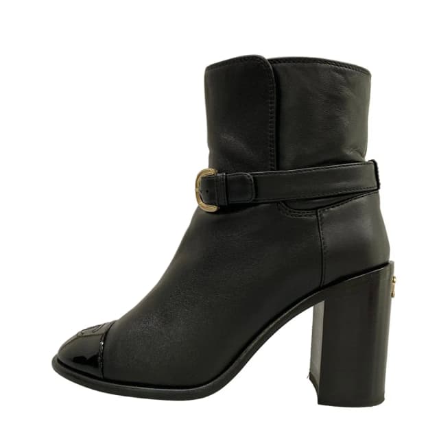 Chanel Short Boots C Black CC Logo Leather in Black Leather from The Reluxe, photo 1 of 1
