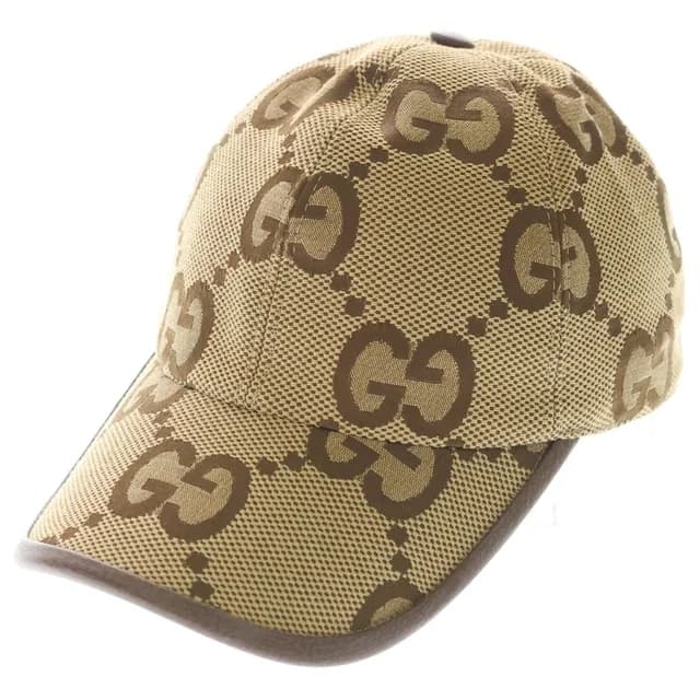 Gucci Jumbo GG Pattern Canvas Baseball Cap Hat Beige in Beige Canvas from The Reluxe, photo 1 of 1