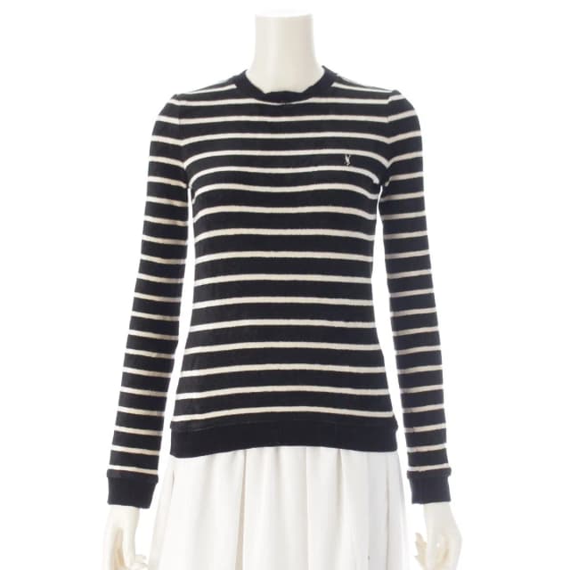 Saint Laurent Logo Border Top Long Sleeve Top Black White XS in Black from The Reluxe, photo 1 of 1