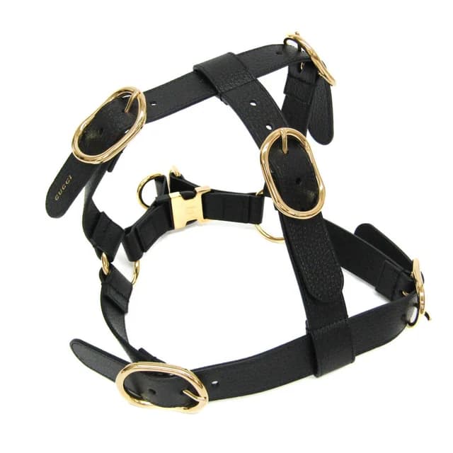 Gucci Interlocking G Pet Harness Large Size 695253 Dog Harness Leather Black in Black Leather from Elady, photo 1 of 1