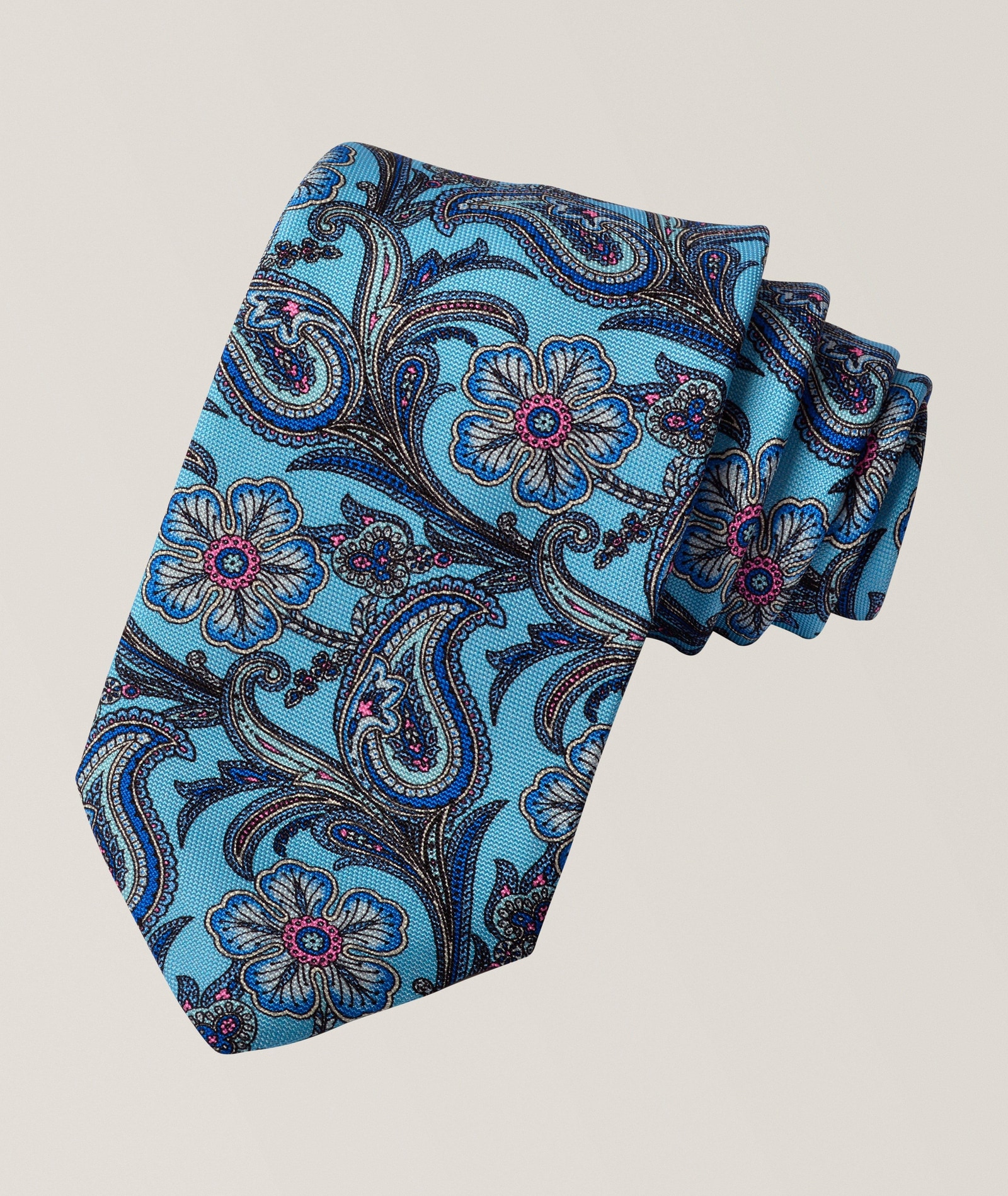 Dion Floral Paisley Panama Silk Tie in Blue, image 1 of 1 from Harry Rosen