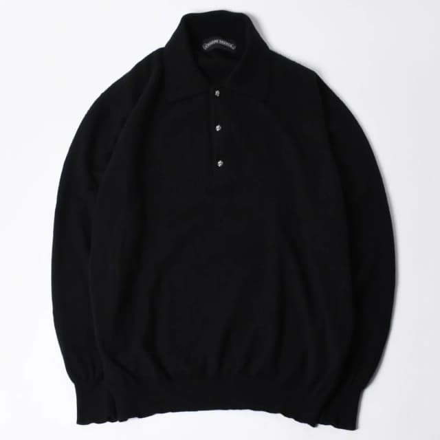Chrome Hearts Long Sleeve Knit Polo Shirt Cross Ball Black 925 Sterling Silver M in Black from The Reluxe, photo 1 of 1