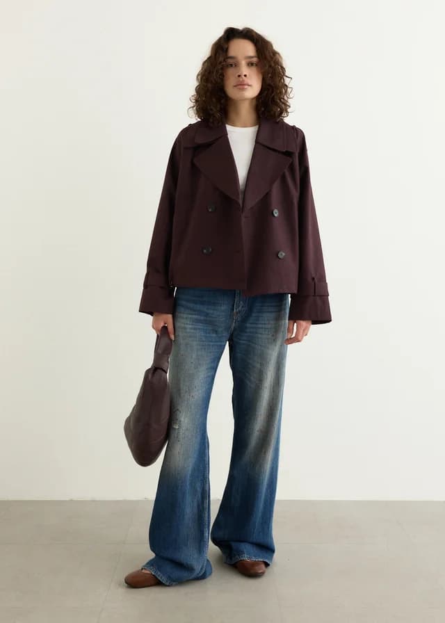 Incu Collection Midnight Cropped Trench in AUBERGINE, image 1 of 1 from Incu