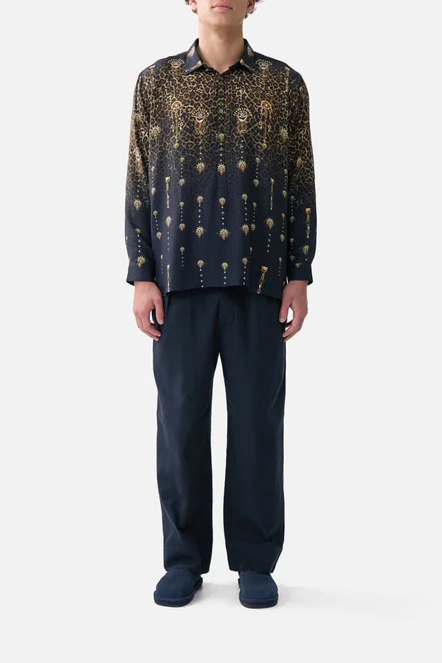 Camilla eBoutique LONG SLEEVE HALF PLACKET TUNIC SHIRT FELINE FOLKLORE, image 1 of 1 from CAMILLA