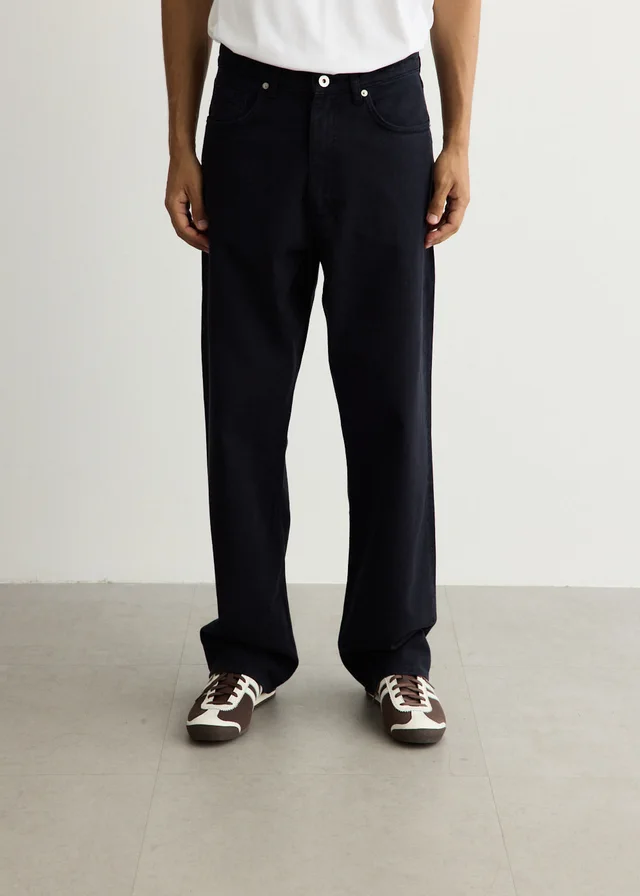 Norse Projects Korshavn Relaxed 5 Pocket Heavy Twill Pants in Dark Navy, image 1 of 1 from Incu