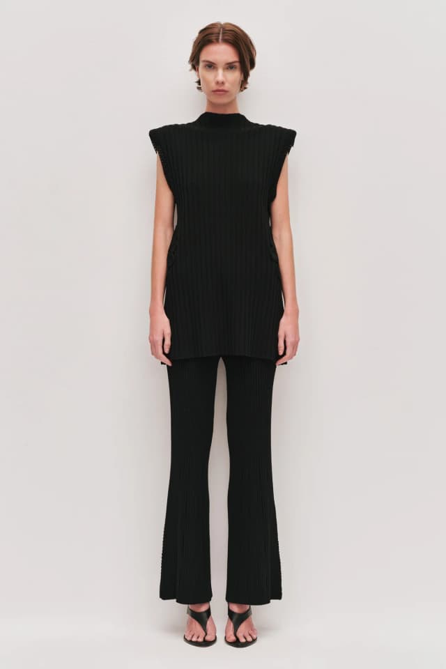 AJE Daphne Knit Tunic in BLACK, image 1 of 1 from Aje