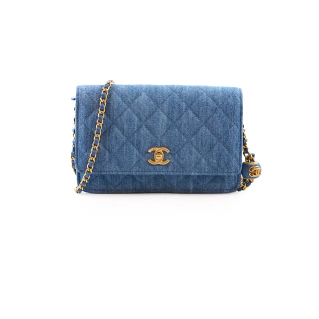 Chanel WOC Wallet On Chain Pearl Crush Microchip in Denim from The Purse Affair, photo 1 of 1