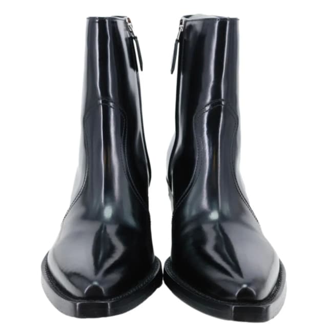 Prada Hammer Leather Western Boots Black Size 36 in Black Leather from Dallas Designer Handbags, photo 1 of 1