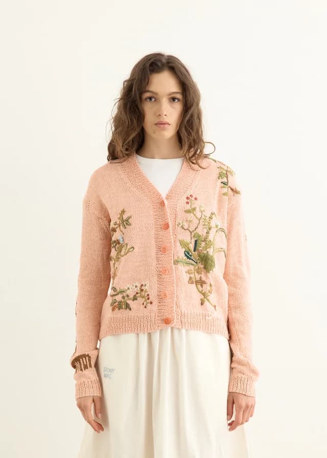 Story MFG Sunwell Knit Cardigan in PINK DIGGIN' THE EARTH, image 1 of 1 from Incu