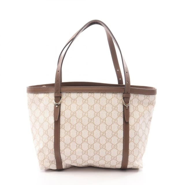 Gucci Handbag GG Supreme Ivory Brown Canvas Leather Tote in Brown Canvas from The Reluxe, photo 1 of 1